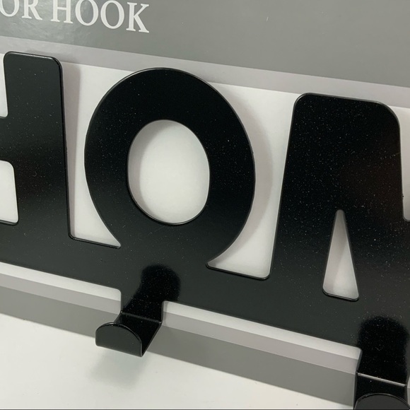 Over The Door Hook Rack 4 Hooks Black Matte Finish Metal “HOME” - Picture 2 of 6